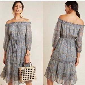 Anthropologie by Anthropologie Kira Off-the-Shoulder Peasant Dress, Size US 4
